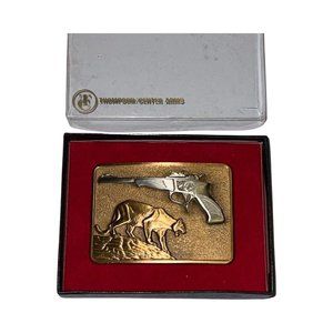 THOMPSON CENTER ARMS Rifle Plate Belt Buckle With Mountain Lion Vintage Brass